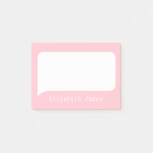 Cute Pink and White Talk Bubble Personalised  Post-it Notes
