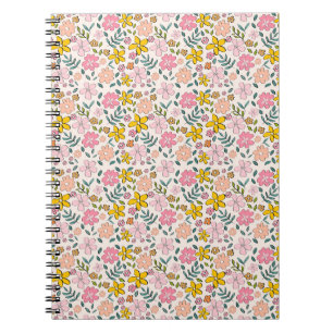 Cute Pink and Yellow Floral Pattern Notebook