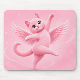 Cute Pink Angel Cat Mouse Pad