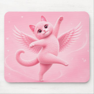 Cute Pink Angel Cat Mouse Pad
