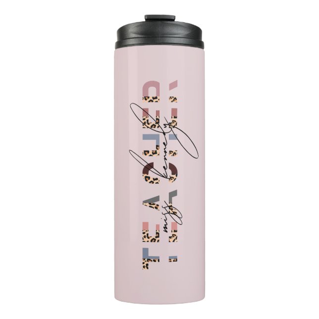 Cute Pink & Animal Print Personalised Teacher Thermal Tumbler (Front)