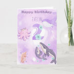Cute Pink Animals 2nd Birthday Card<br><div class="desc">A cute and pretty 2nd birthday card for a special little lady in your life! Personalise with the name for the perfect touch</div>