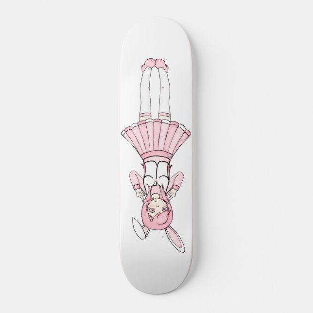 Cute Pink Anime Bunny Girl Lolita Skateboard (Front)