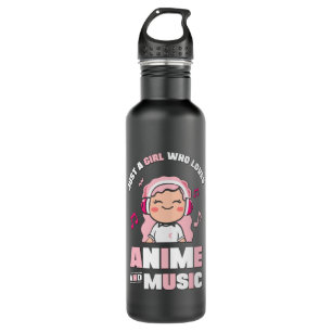 Cute Pink Anime Girl   for Anime & Music Lover 710 Ml Water Bottle