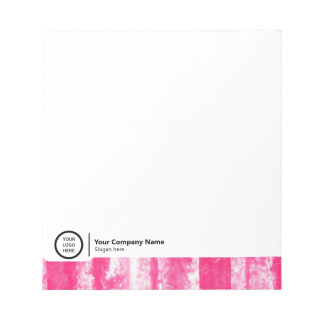 Cute Pink Art Customisable Business Logo Swag Notepad (Front)