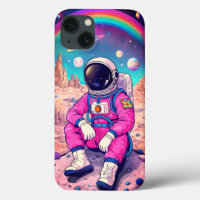 Cute Pink Astronaut Rainbow Galaxy