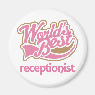 Cute Pink Award Worlds Best Receptionist Magnet
