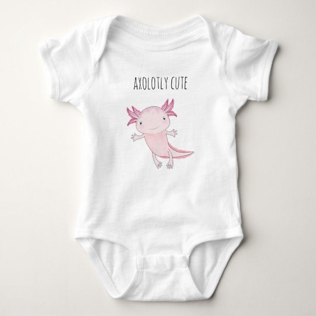 Cute Pink Axolotl Baby Bodysuit (Front)