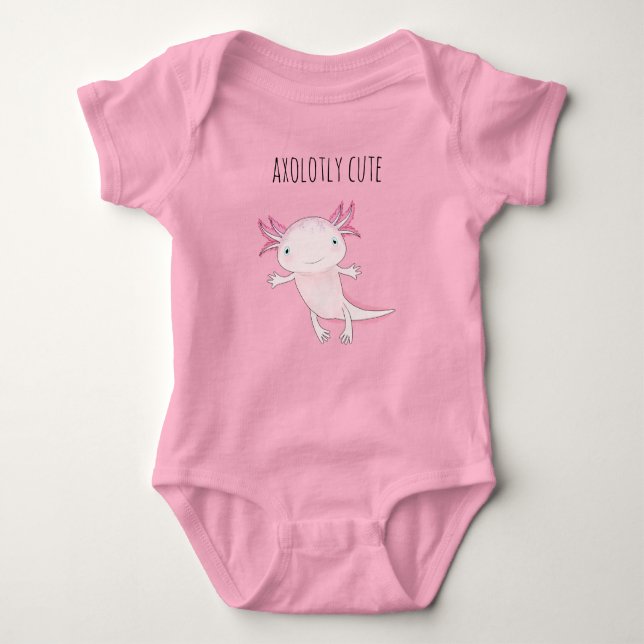 Cute Pink Axolotl Baby Bodysuit (Front)