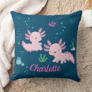 Cute Pink Axolotl Birthday Girl Cushion