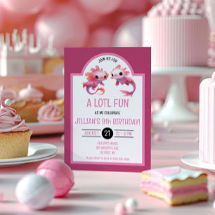 Cute Pink Axolotl Birthday Party Invitation