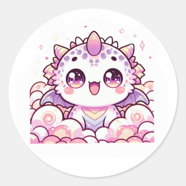 Cute Pink Axolotl Dragon Fantasy Sticker (Front)
