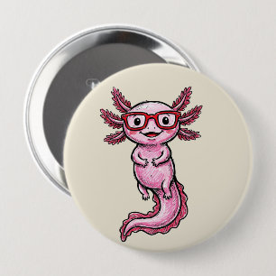 Cute Pink Axolotl Pin - Funny Glasses Red Frame