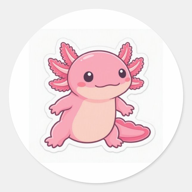 Cute Pink Axolotl Sticker (Front)