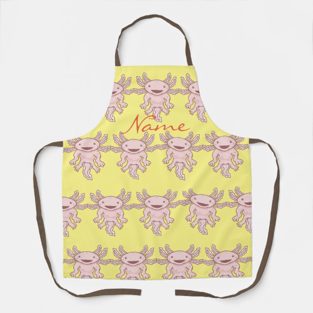 Cute Pink Axolotl Thunder_Cove  Apron (Front)