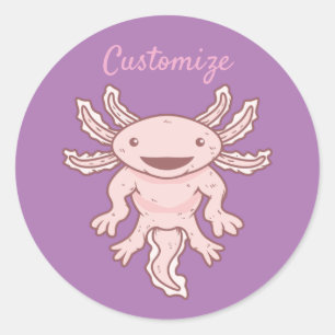 Cute Pink Axolotl Thunder_Cove Classic Round Sticker
