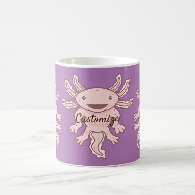 Cute Pink Axolotl Thunder_Cove  Coffee Mug (Center)