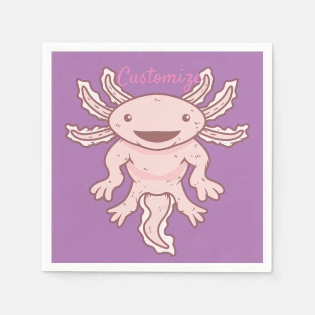 Cute Pink Axolotl Thunder_Cove  Napkin (Front)