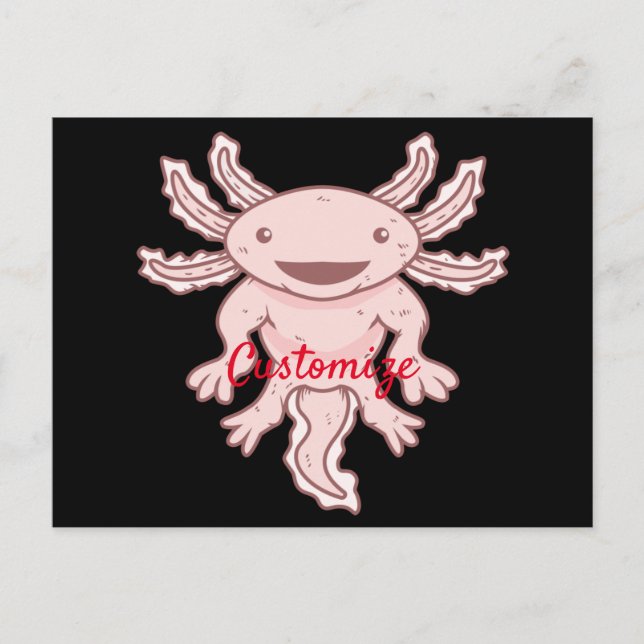 Cute Pink Axolotl Thunder_Cove Postcard (Front)