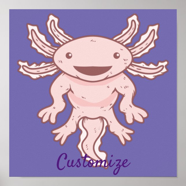 Cute Pink Axolotl Thunder_Cove  Poster (Front)