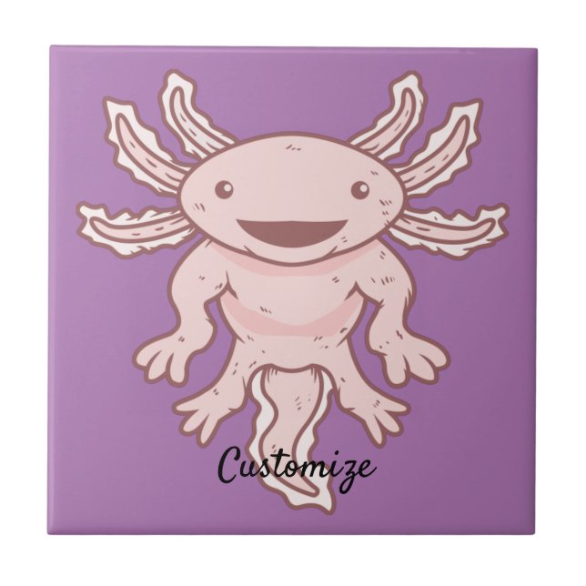 Cute Pink Axolotl Thunder_Cove  Tile (Front)