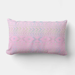 Cute Pink Aztec Art Influenced Pattern Lumbar Cushion
