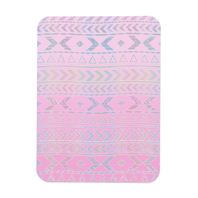 Cute Pink Aztec Art Influenced Pattern Magnet (Vertical)