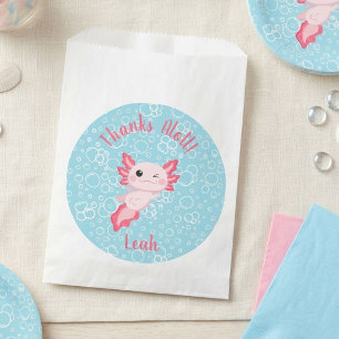Cute Pink Baby Axolotl Birthday Party  Favour Bags