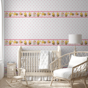 Cute Pink Baby Bee Nursery For Baby Girl Wallpaper