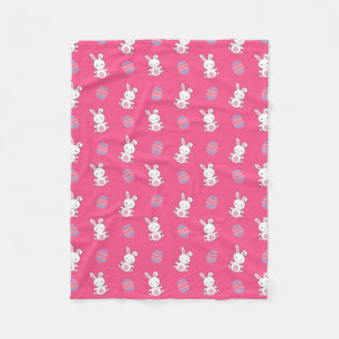 Cute pink baby bunny easter pattern fleece blanket