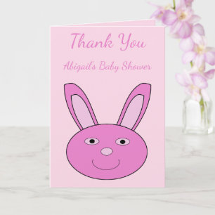 Cute Pink baby Bunny Face Spring Baby Shower Card
