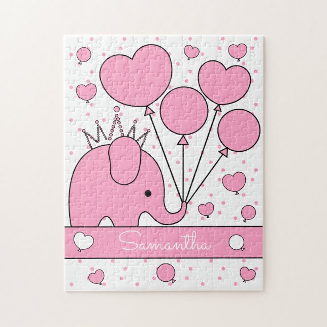 Cute Pink Baby Elephant Jigsaw Puzzle (Vertical)