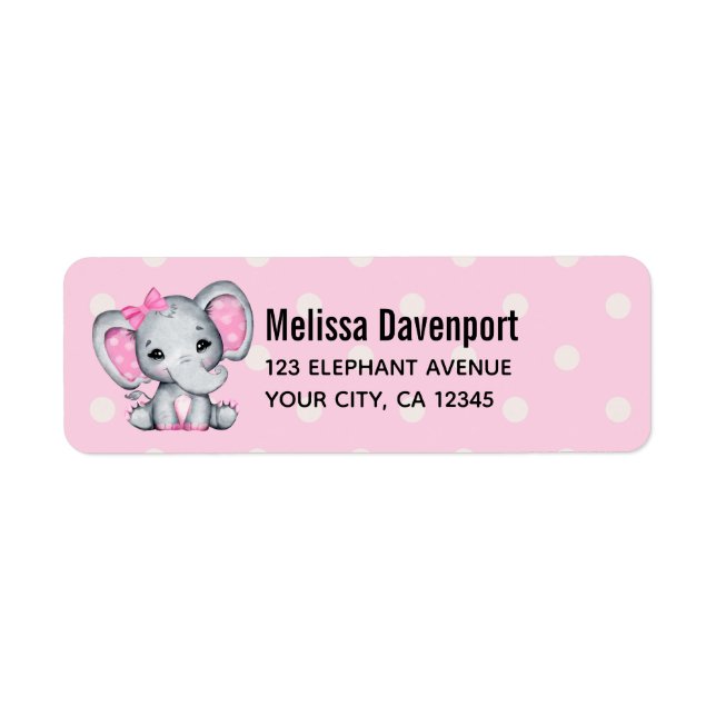 Cute Pink Baby Elephant with Polka Dot Ears (Front)