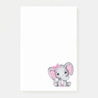Cute Pink Baby Elephant with Polka Dot Ears