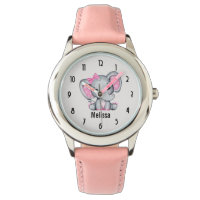 Cute Pink Baby Elephant with Polka Dot Ears