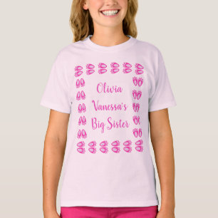 Cute Pink Baby Girl Bunny Feet Easter Big Sister T-Shirt