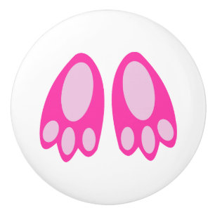 Cute Pink Baby Girl Bunny Feet Easter Nursery Ceramic Knob