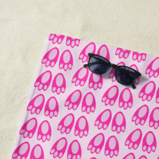 Cute Pink Baby Girl Bunny Feet Easter Patterned Beach Towel