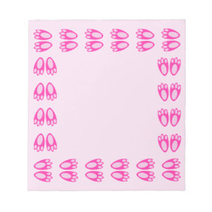 Cute Pink Baby Girl Bunny Feet Easter Patterned Notepad
