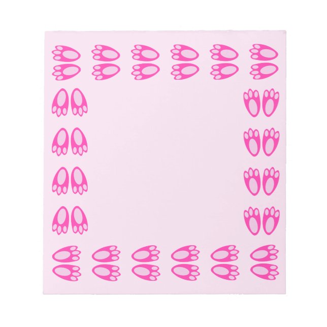 Cute Pink Baby Girl Bunny Feet Easter Patterned Notepad (Front)