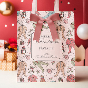Cute Pink Baby Girl Christmas Custom Small Gift Bag