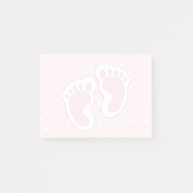 Cute Pink Baby Girl Footprints Post-it Notes (Front)