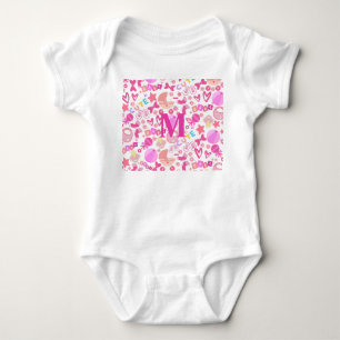 Cute Pink Baby Girl Nursery Pattern personalised Bodysuit