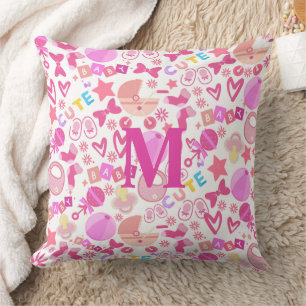 Cute Pink Baby Girl Nursery Pattern personalised Cushion