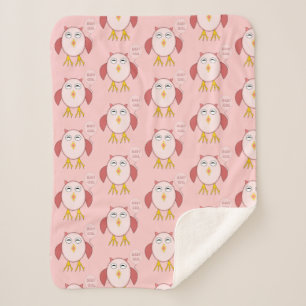 Cute Pink Baby Girl Owl Custom Sherpa Blanket