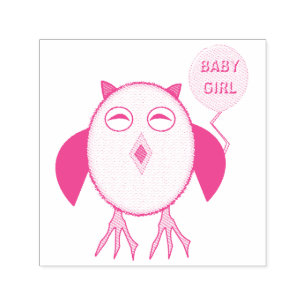 Cute Pink Baby Girl Owl Self Inking Stamp