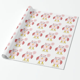 Cute Pink Baby Girl Owl Wrapping Paper