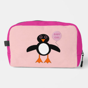 Cute Pink Baby Girl Penguin Dopp Kit