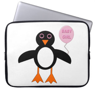 Cute Pink Baby Girl Penguin Laptop Bag