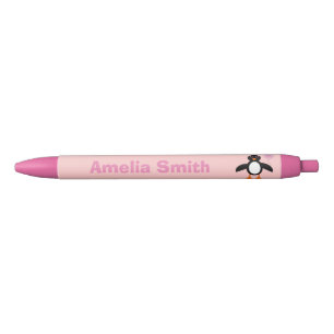 Cute Pink Baby Girl Penguin Personalised Pen